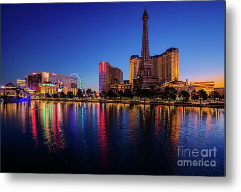Eiffel Tower Metal Print featuring the photograph Paris Casino At Dawn Wide by Aloha Art
