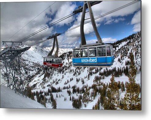 Snowbird Tram Metal Print featuring the photograph Passing In The Sky by Adam Jewell
