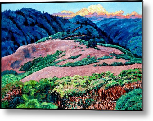Landscape Metal Print featuring the painting Patterns Along the Trail by John Lautermilch