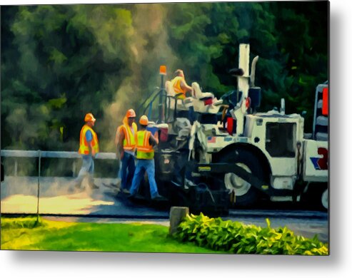 Paving Crew Metal Print featuring the painting Paving Crew by Jeelan Clark