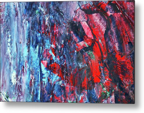 Closeup Metal Print featuring the painting Penetration of red fish in the subconscious MANKIND by Denys Kuvaiev