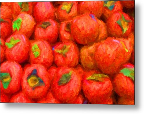 Persimmon Metal Print featuring the digital art Persimmons by Caito Junqueira