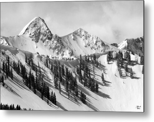 Black And White Metal Print featuring the photograph Pfeifferhorn - Little Cottonwood Canyon by Brett Pelletier
