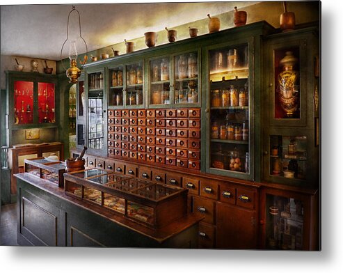 Doctor Metal Print featuring the photograph Pharmacy - I'll be out in a minute by Mike Savad