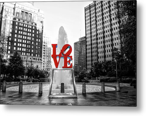 Philadelphia Metal Print featuring the photograph Philadelphia - Love Statue - Slective Coloring by Bill Cannon
