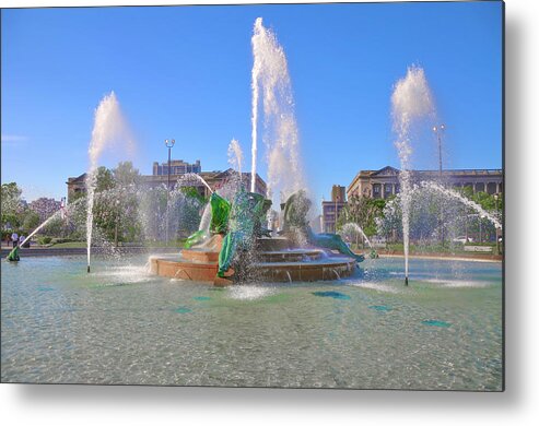 Philadelphia Metal Print featuring the photograph Philadelphia - Swann Fountain at Logan Square by Bill Cannon