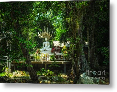 Michelle Meenawong Metal Print featuring the photograph Phra Naga Prok at Wat Hin Laad by Michelle Meenawong