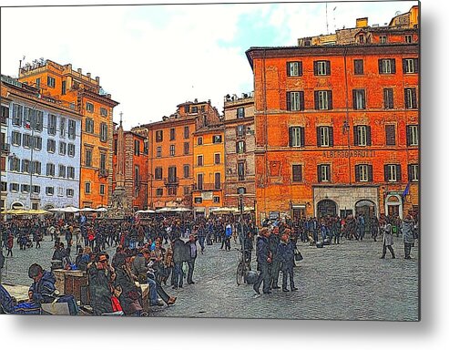 Rome Metal Print featuring the photograph Piazza della Rotunda in Rome 2 by Jen White