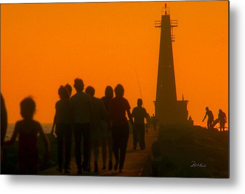 Photography Metal Print featuring the photograph Pier Walkers by Frederic A Reinecke
