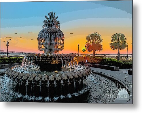 Pineapple Fountain Metal Print featuring the photograph Pineapple Art by Dale Powell