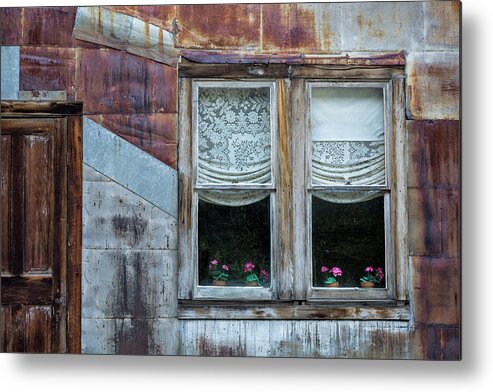 House Metal Print featuring the photograph Pink Geraniums by Denise Bush