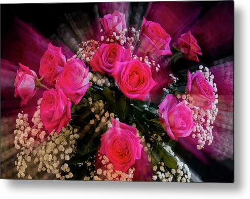 Pink Metal Print featuring the photograph Pink Roses Bouquet Explosion by James BO Insogna