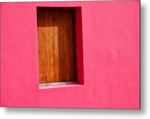 Windows Metal Print featuring the photograph Pink wall by Ricardo Dominguez