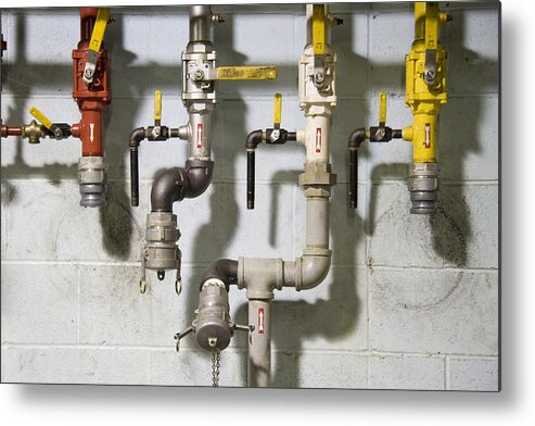 Pipes Metal Print featuring the photograph Pipes and valves by Alexey Stiop