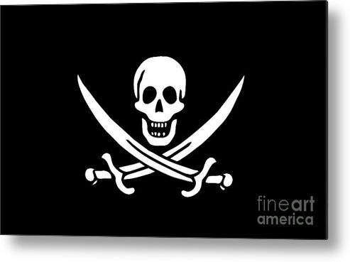 Pirate Metal Print featuring the digital art Pirate Flag Jolly Roger of Calico Jack Rackham tee by Edward Fielding