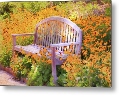 Park Bench Metal Print featuring the photograph Place of Serenity by Ola Allen