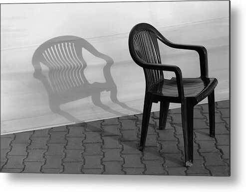 Large Shadow Metal Print featuring the photograph Plastic Chair Shadow 1 by Prakash Ghai
