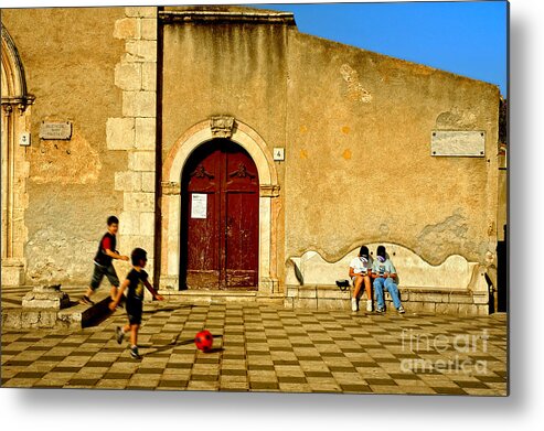 Antique Metal Print featuring the photograph Playing in Taormina by Silvia Ganora