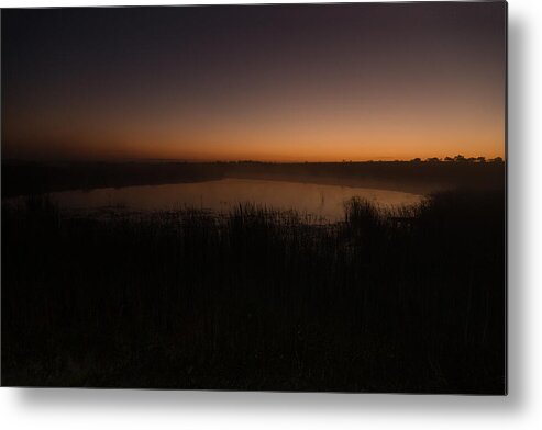Dawn Metal Print featuring the photograph Pond and Cattails at Sunrise by Steven Schwartzman