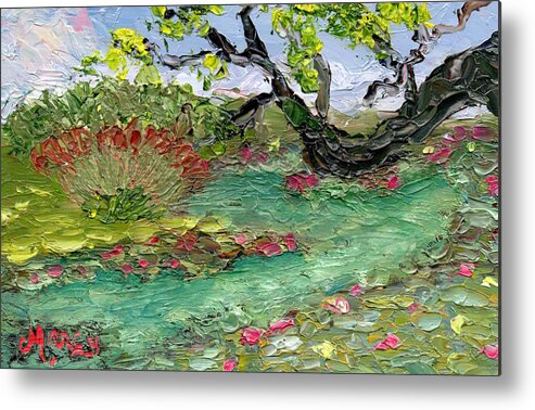 Oil Metal Print featuring the painting Pond Lilies by Marcy Brennan
