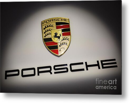 Porsche Logo Metal Print featuring the photograph Porsche Car Emblem by Stefano Senise