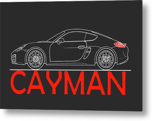 Porsche Cayman Phone Case Metal Print featuring the photograph Cayman Blueprint by Mark Rogan