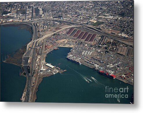 Freeway Metal Print featuring the photograph Port of Oakland with Freeways by Wernher Krutein
