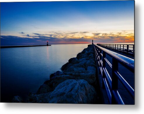 Sunrise Metal Print featuring the photograph Portage Lake Pier by Pelo Blanco Photo
