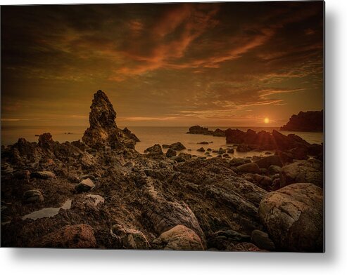 Anglesey Metal Print featuring the photograph Porth Saint Beach at Sunset. by Andy Astbury