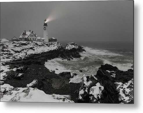 Maine Metal Print featuring the photograph Portland Head Light Beacon by Colin Chase