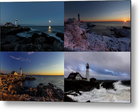 Moon Rise Metal Print featuring the photograph Portland Head Light Day or Night by Darryl Hendricks