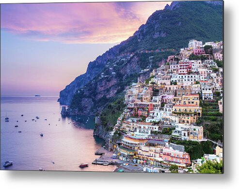 Blue Metal Print featuring the photograph Positano, Amalfi Coast, Italy by Francesco Riccardo Iacomino