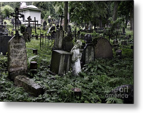 Pray Metal Print featuring the photograph Praying statue in the old cemetery by RicardMN Photography