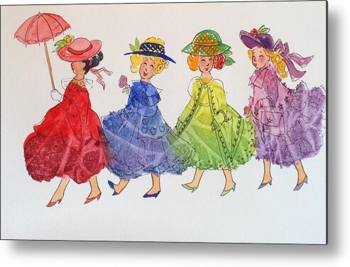 Girls Metal Print featuring the painting Princess Parade by Marilyn Jacobson