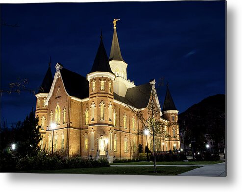 Trees Metal Print featuring the photograph Provo City Center Temple at Night by K Bradley Washburn