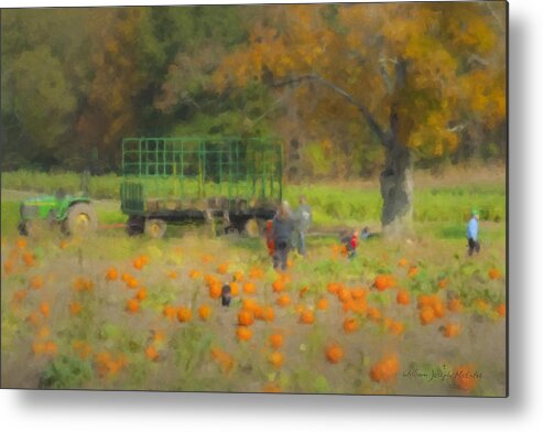 Orange Metal Print featuring the painting Pumpkins at Langwater Farm by Bill McEntee