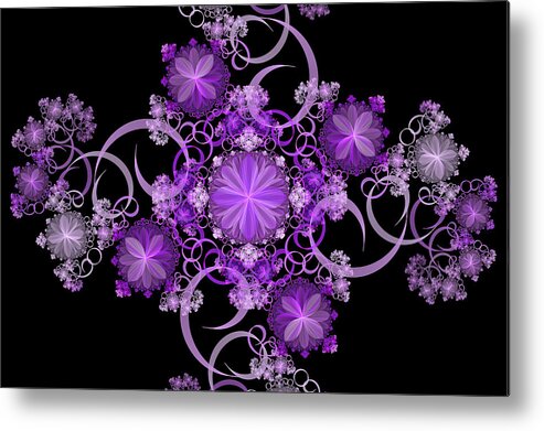 Abstract Fractal Metal Print featuring the photograph Purple Floral Celebration by Sandy Keeton