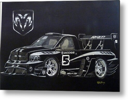 Truck Metal Print featuring the painting Racing Dodge Pickup by Richard Le Page