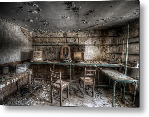 Urbex Metal Print featuring the digital art Radio workshop by Nathan Wright