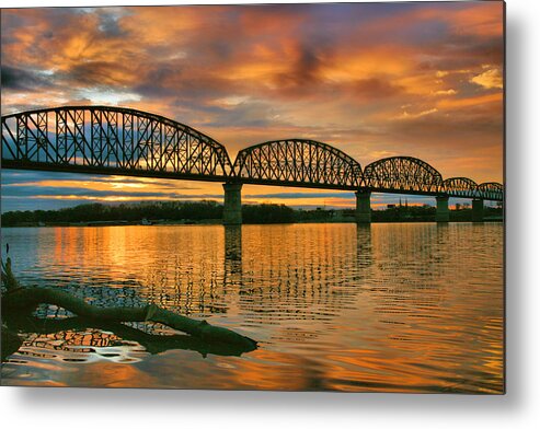 Bridge Metal Print featuring the photograph Railroad Bridge At Sunrise by Steven Ainsworth