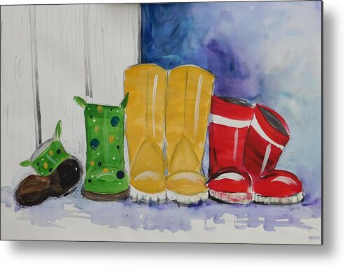 Boots Metal Print featuring the painting Rainboots by Terri Einer