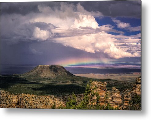 Rainbow Metal Print featuring the photograph Rainbow over Cedar Mountain by Claudia Abbott