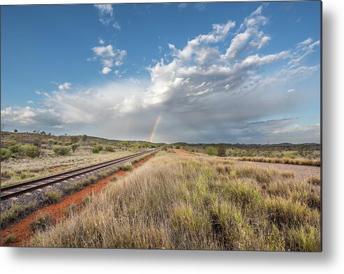 Spring Metal Print featuring the photograph Rainbows Over Ghan Tracks by Racheal Christian