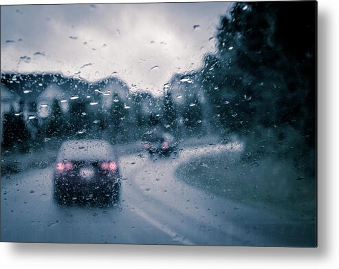 Rainy Drive Metal Print featuring the photograph Rainy Day In June by David Sutton