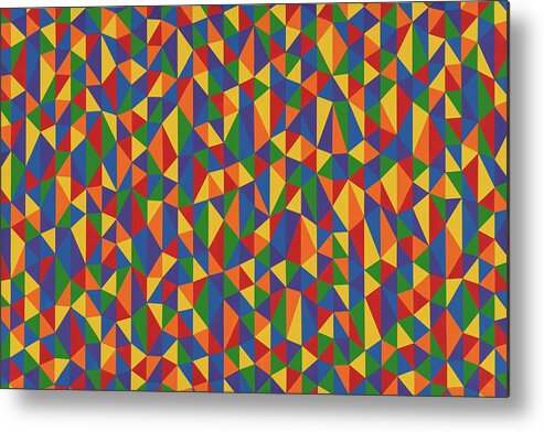Abstract Metal Print featuring the painting Random Triangular Sinusoid by Janet Hansen