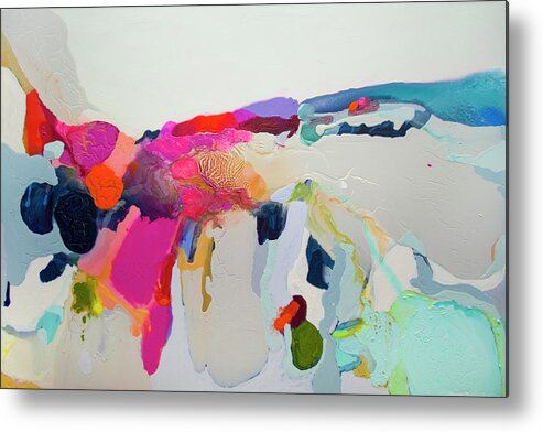 Abstract Metal Print featuring the painting Reach In Reach Out by Claire Desjardins