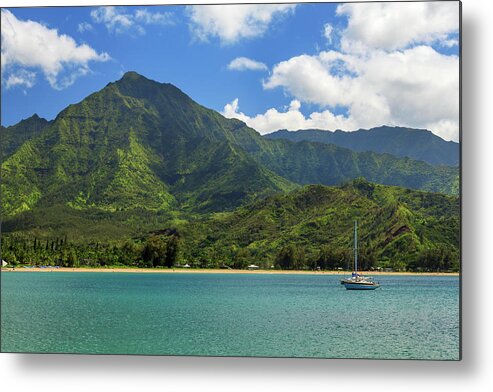 Sailboat Metal Print featuring the photograph Ready To Sail In Hanalei Bay by James Eddy