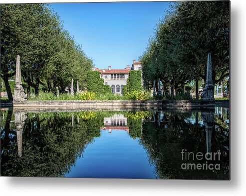 Reflection Metal Print featuring the photograph Rear of Vizcaya Estate by Ed Taylor