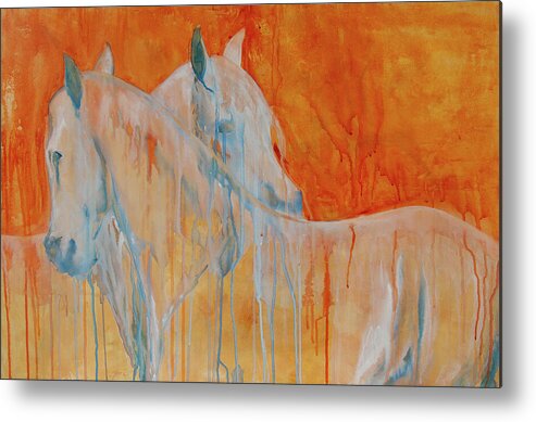Horse Metal Print featuring the painting Reciprocity by Jani Freimann