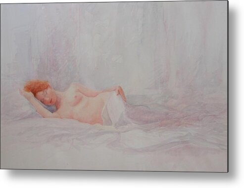 Reclining Nude Metal Print featuring the painting Reclining Nude 4 by David Ladmore